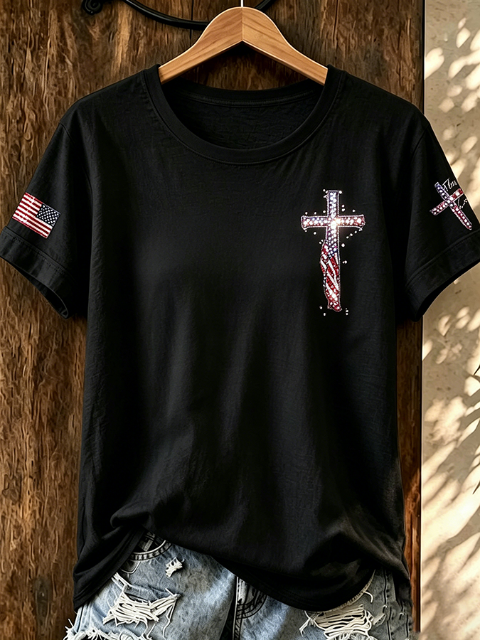 Women'S 250Th Anniversary Cross Printed Casual T-Shirt