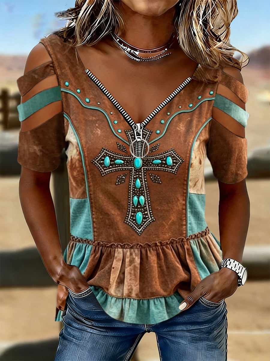 Women's Western Print Casual Top