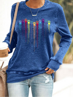Women's Colorful Dog Heart Paw Print Sweatshirt