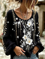 Women'S Casual Plant Flower Art Pattern Printed Top