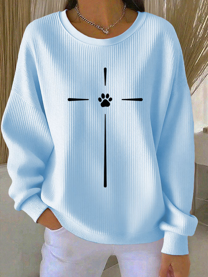 Women'S Paw Print Casual Sweatshirt