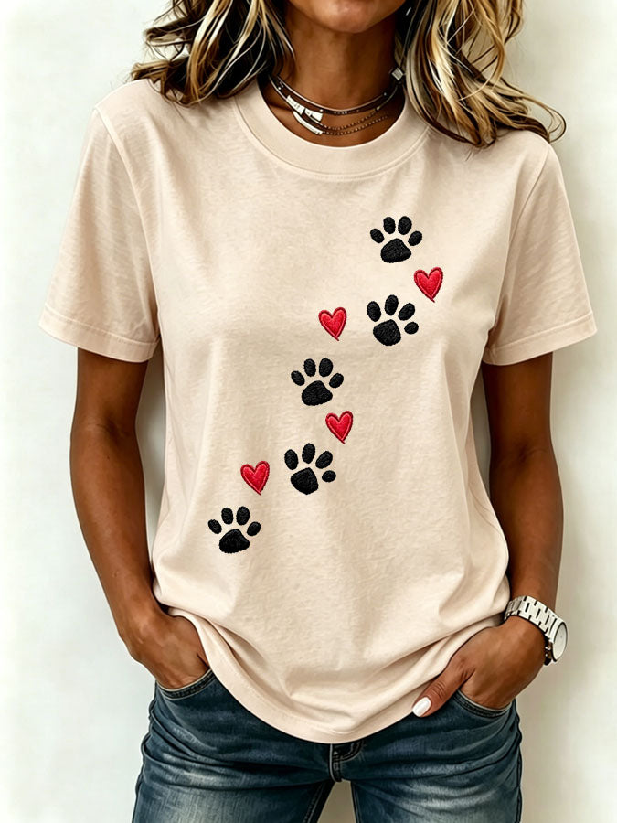 Women's Heart and Paw Print T-Shirt