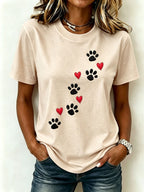 Women's Heart and Paw Print T-Shirt