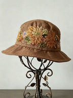 Floral Embroidery Print Vintage Fisherman Hat