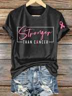 Pink Series Disease Health Awareness Public Welfare Printed Round Neck T-Shirt