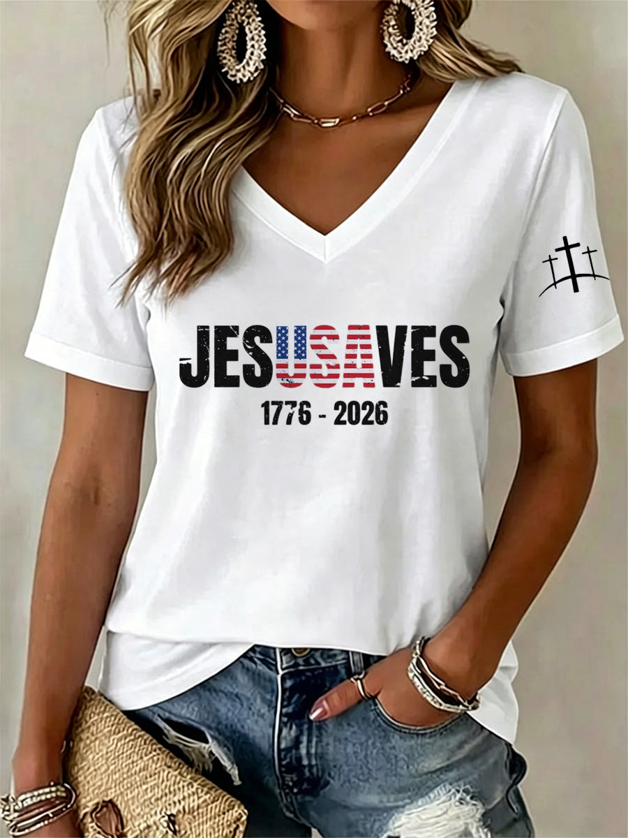 Women'S Jesus Saves  Print Printed T-Shirt