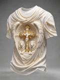 Men's Religious Beliefs Printed Casual Round Neck T-shirt