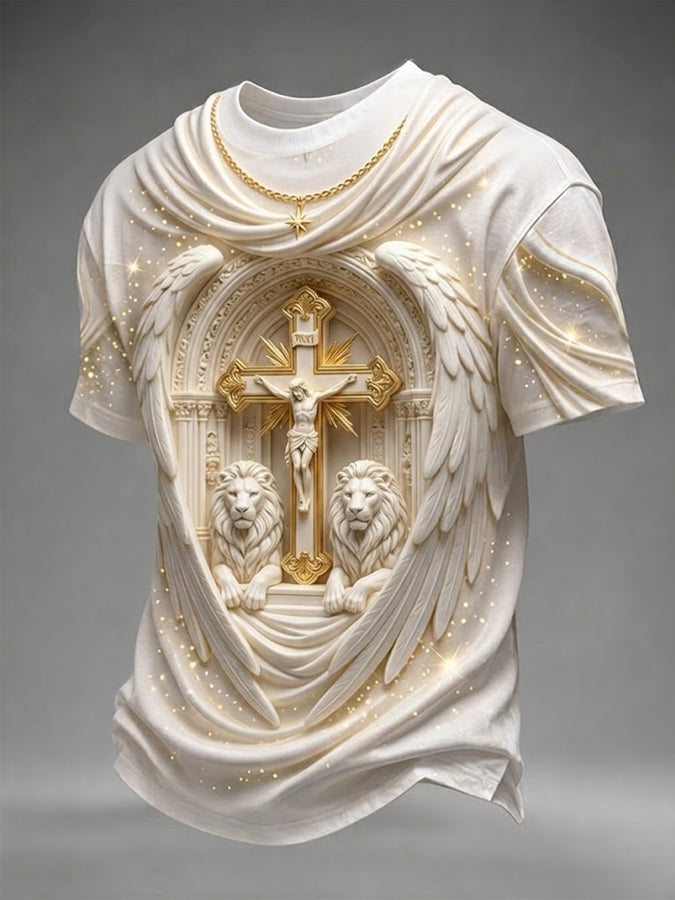 Men's Religious Beliefs Printed Casual Round Neck T-shirt