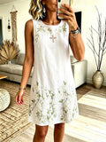 Women'S Cotton And Linen Faith Casual Floral Dress