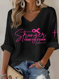 Women'S Stronger Than the Storm  Print Waffle  Top
