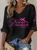 Women'S Stronger Than the Storm  Print Waffle  Top