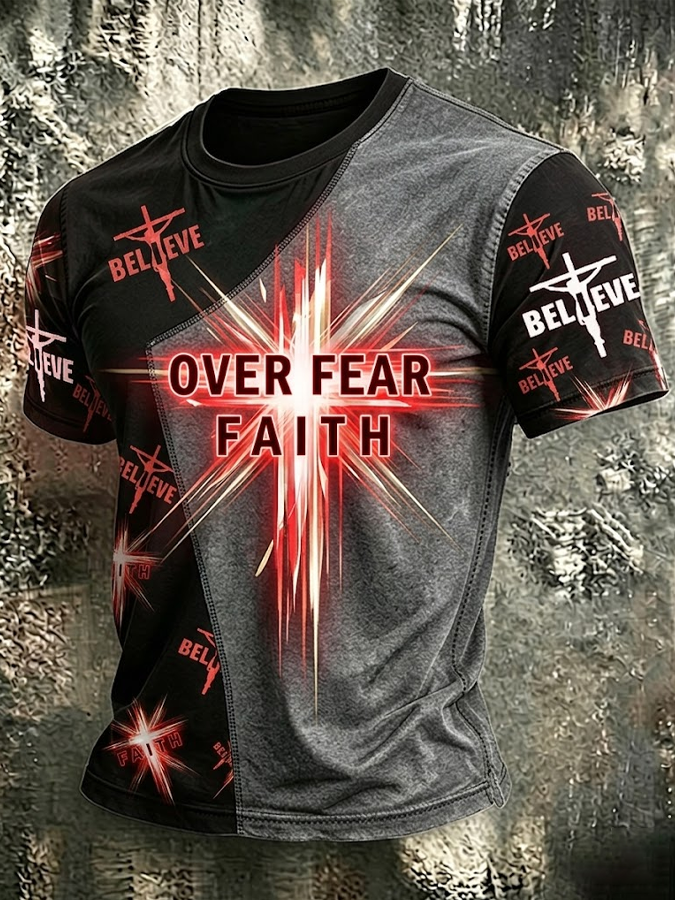 Men's Casual American Combined With Jesus Letter Short Sleeved T-Shirt