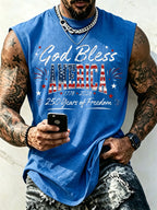 Men'S God Bless America Printed Casual Vest