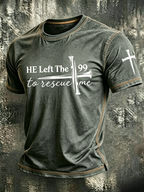 Jesus Cross Faith Commemorative Printed Round Neck T-Shirt