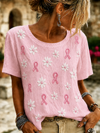 Women'S  Breast Cancer Publicity Print Short Sleeve T-Shirt