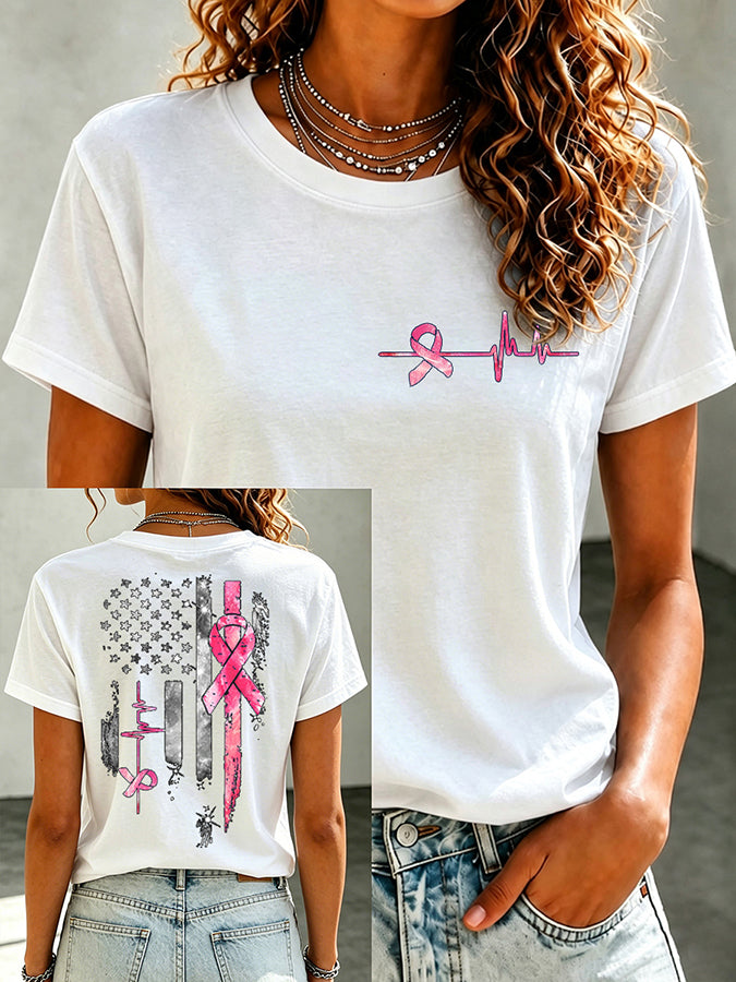 Women'S Belief In Breast Cancer Publicity Print Short Sleeve T-Shirt