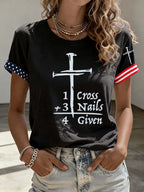 Women'S American 1 Cross+3 Nails 4 Given Printed Casual T-Shirt