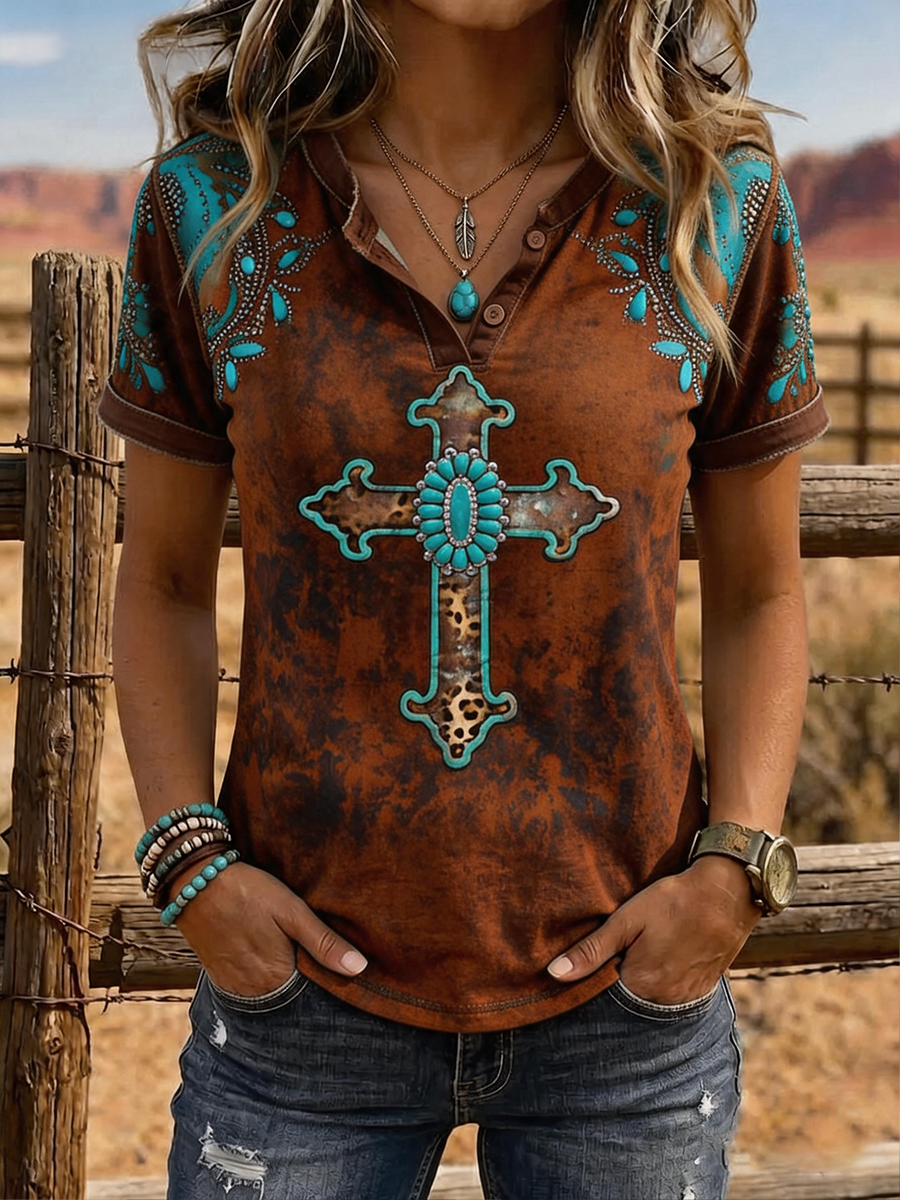Retro Distressed Cross Women's Top