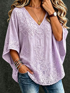 Women'S Cotton And Linen Floral Casual Vacation Top