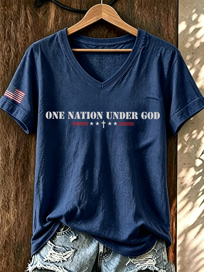 Women's ���ONE NATION UNDER GOD��� Printed T-shirt