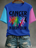 Women All Cancer Ribbons Awareness T-Shirt Cancer Sucks Print