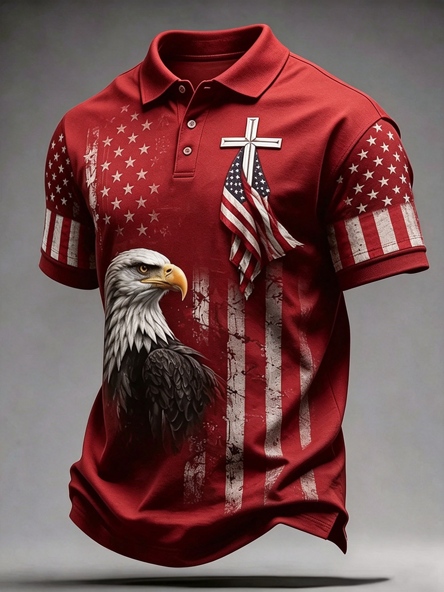 American Commemorative Cross Faith Printed Polo Shirt