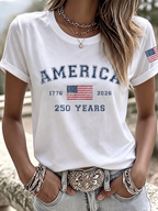 Women'S  America Flag Printed Casual T-Shirt