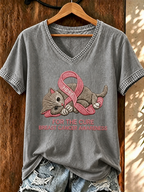 Women'S Breast Cancer Promotional Print Short Sleeved T-Shirt