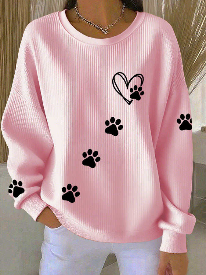 Women's Dog Paw Print Casual Sweatshirt