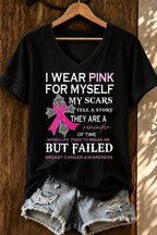 Women'S Belief And Breast Cancer Awareness Support V-Neck T-Shirt