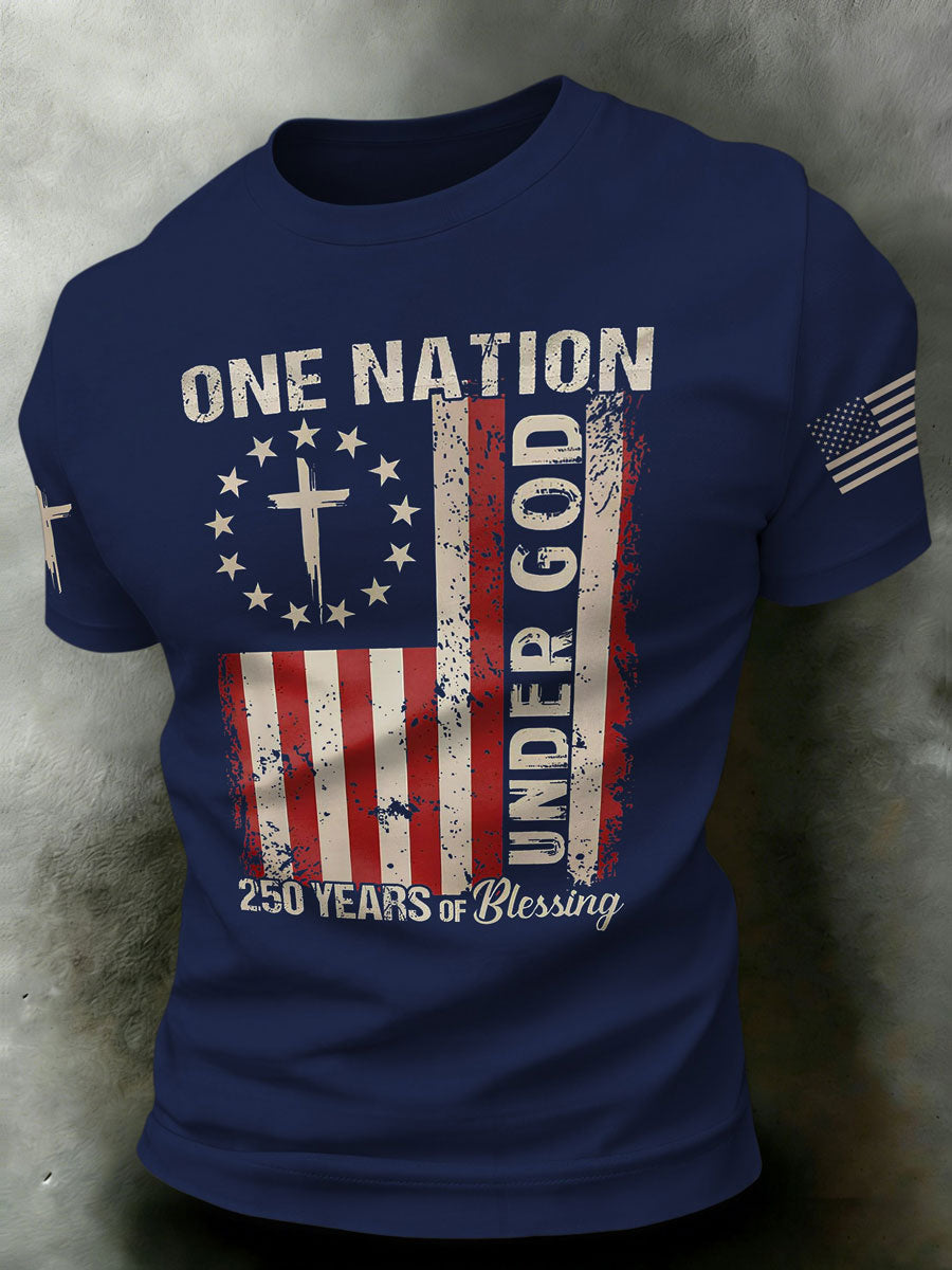 Men'S USA  Independence Day   Faith Art Printed T-Shirt