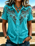 Women's Retro Ethnic Art Printed Shirt