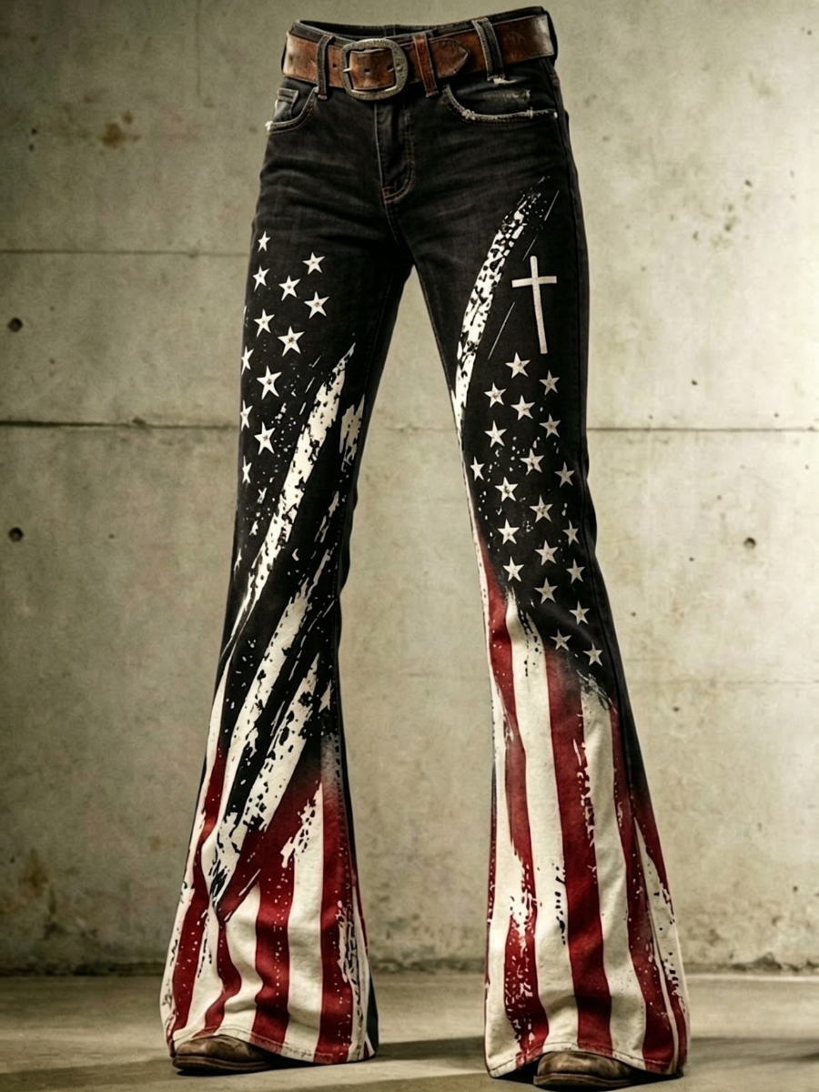 Women's 250th Anniversary Hot Diamond Printed Casual Jeans