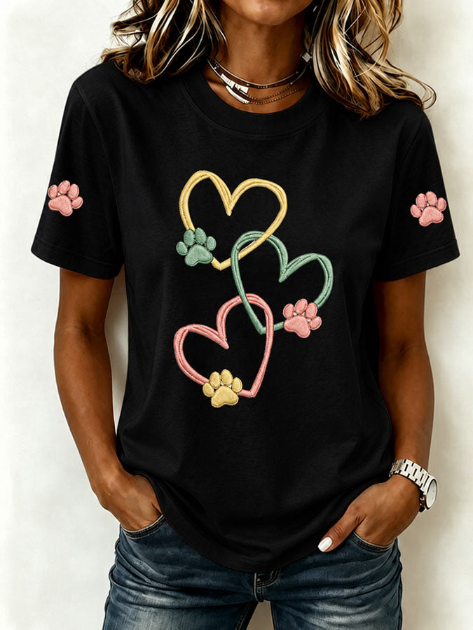 Women's Heart and Paw Print T-Shirt