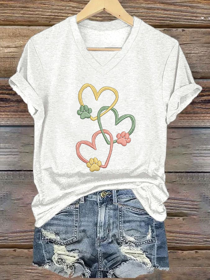 Women'S Dog Paw Print T-shirt