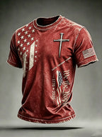 Men'S USA  Independence Day   Faith Art Printed T-Shirt