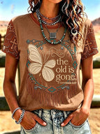 Women'S Western-Style Retro Faith Print  T-Shirt