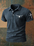 Men'S Western Cross Printed Polo Shirt