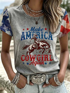 Women'S Western American Flag Casual T-Shirt