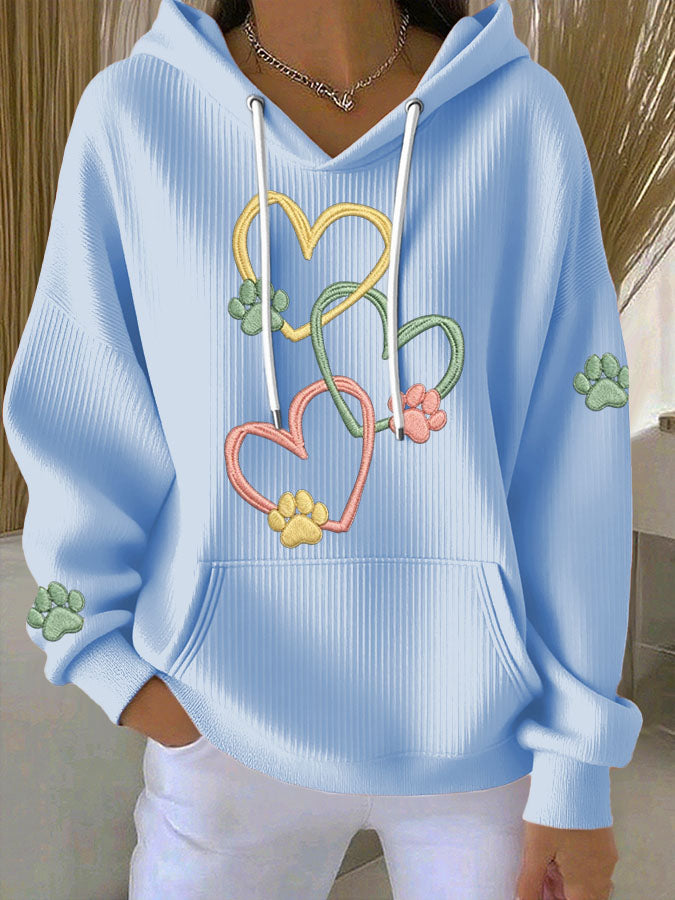 Women'S Dog Paw Print Hooded Sweatshirt