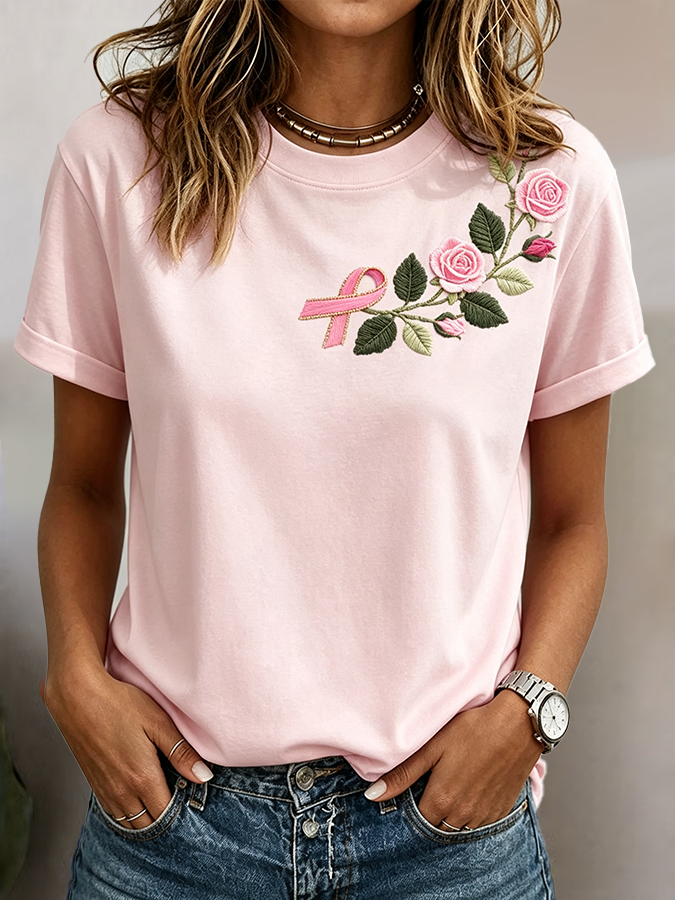 Women's In October We Wear Pink Printed Casual T-Shirt