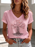 Women'S Breast Cancer Ribbon Printed V-Neck T-Shirt