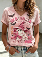 Women'S In October We Wear Pink Print Short-Sleeve T-Shirt