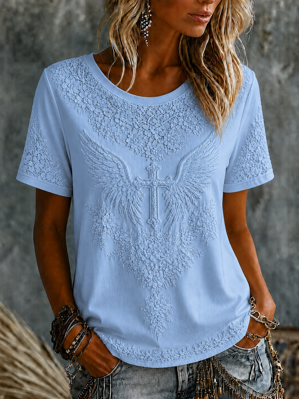 Women'S Plant And Flower Faith Art Printed Casual T-Shirt