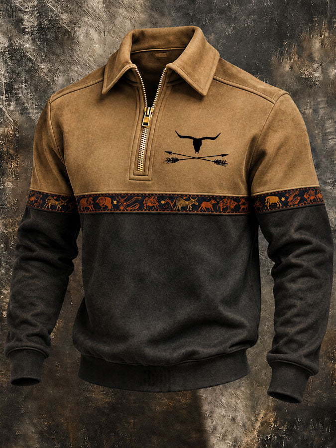 Men'S Western Printed Casual Sweatshirt