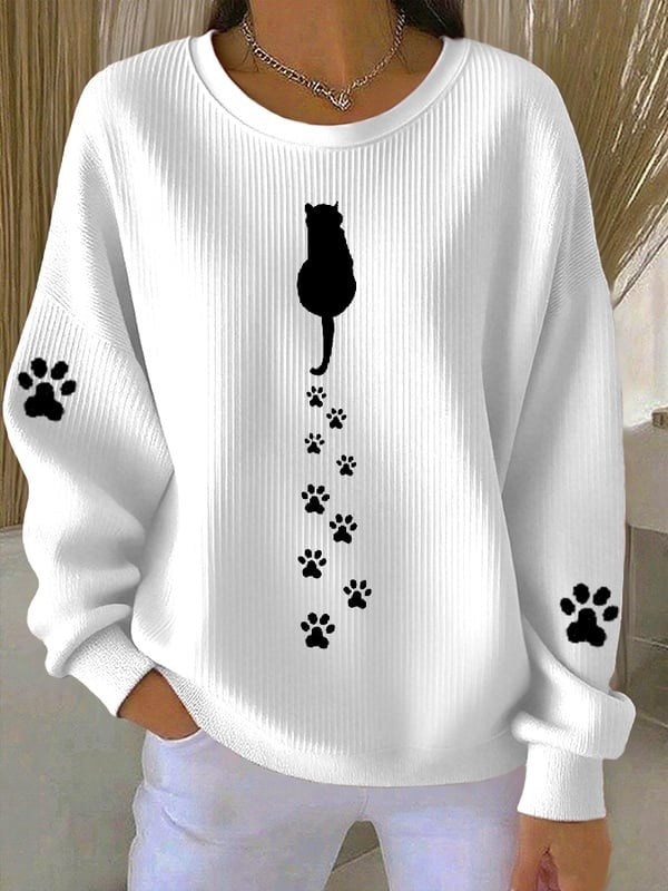 Women'S Simple Pen Cute Cat Paw Print Casual Texture Sportswear