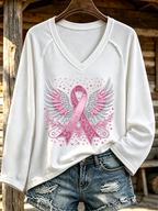Women'S Breast Cancer Awareness Printed Long Sleeve T-Shirt