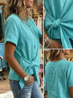 Women's Retro Casual Lace Up Shirt
