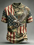 Men's America's 250th Anniversary Stand For The Flag Kneel For The Cross Faith Christian Cross Print POLO Shirt