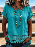 Women's Vintage Lace Patchwork Casual Shirt